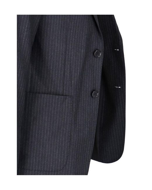 AMI Blue Pinstriped Single-Breasted Tailored Blazer for men