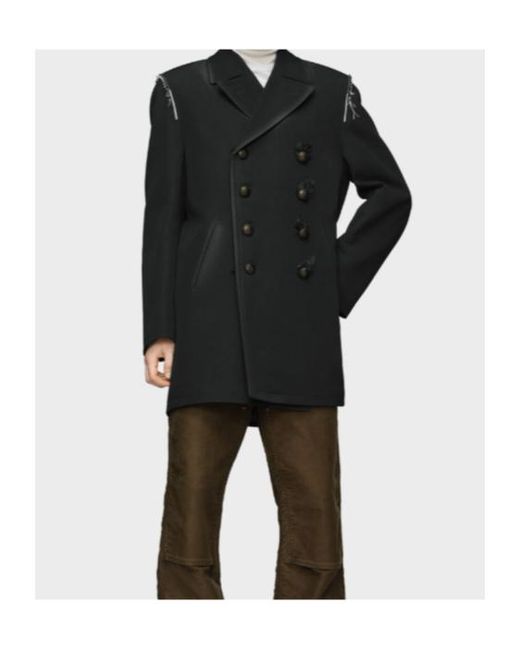 Maison Margiela Black Double-Breasted Frayed Detail Jacket for men