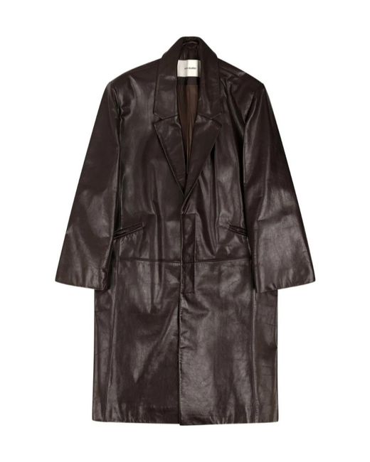 Entire studios Brown Single-Breasted Leather Coat for men