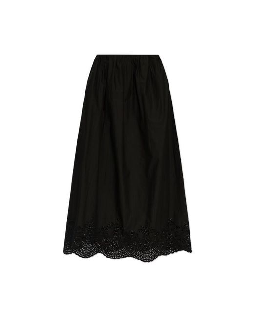Posse Black Broderie Anglaise Midi Skirt