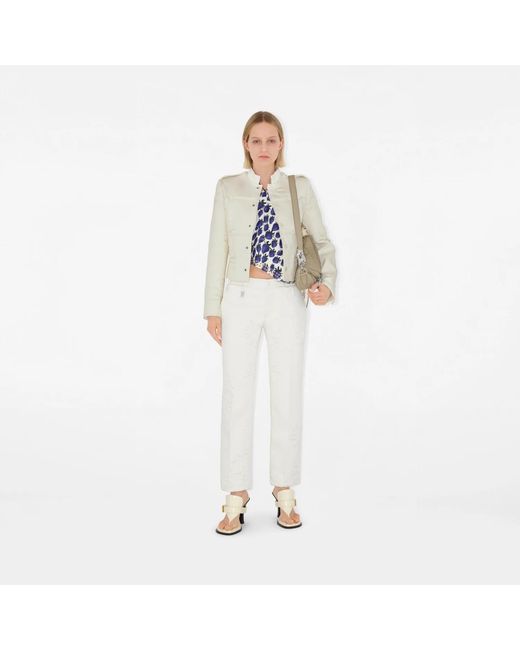 Burberry White Bay Equestrian Knight Thong Strap Sandals