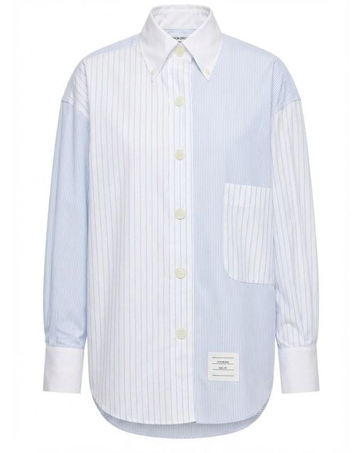 Thom Browne White Pinstriped Poplin Shirt