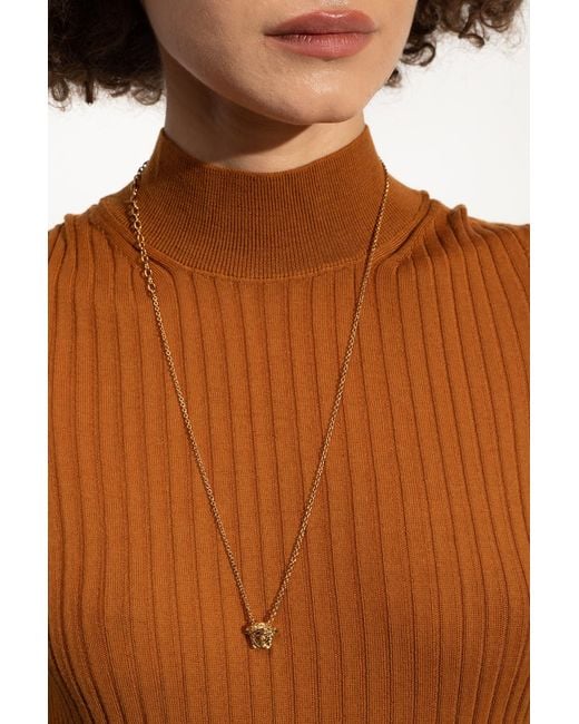 Versace White Medusa Head Lobster Claw-Fastened Necklace