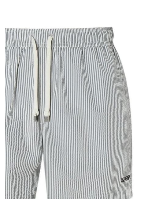 Zegna Gray Striped Swim Shorts for men