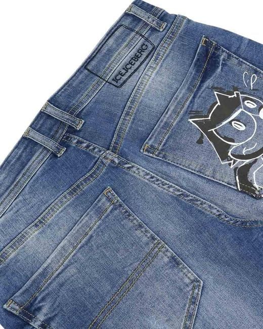 Iceberg Blue Straight Jeans for men