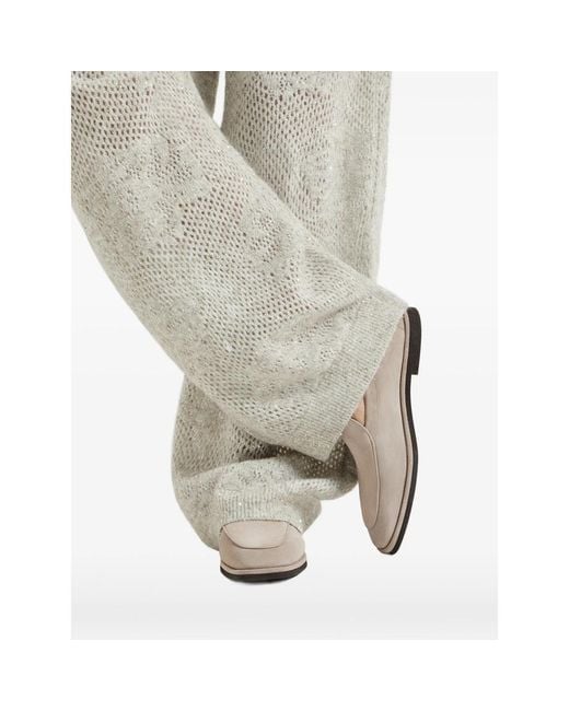 Brunello Cucinelli White Round-Toe Loafers
