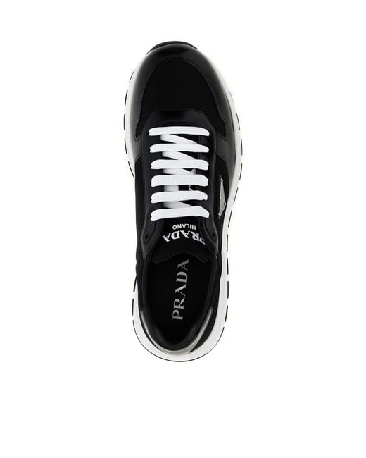 Prada Black Logo Plaque Low-Top Sneakers for men