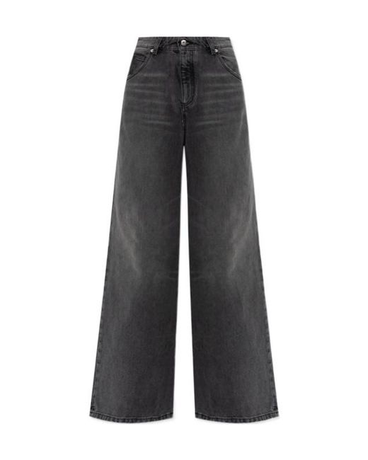 Blumarine Gray Whiskering-Effect Jeans