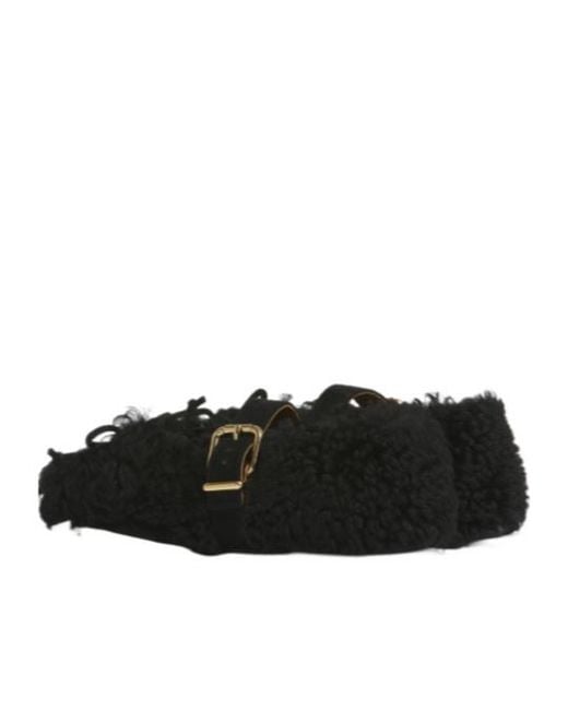 Marni Black Futrzane Buckled Ballet Flats