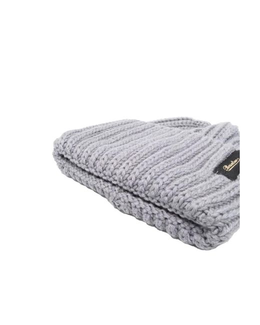 Borsalino Gray Logo Patch Ribbed Knitted Beanie