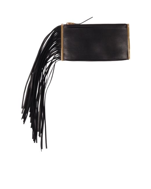 Elisabetta Franchi Multicolor Fringed Zip Clutch Bag