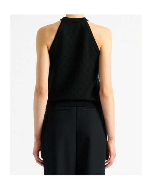 Balmain Black Virgin Wool Quilted Effect Top