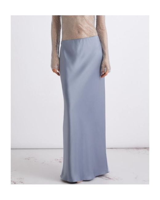 Marella Blue Figure-Skimming Satin Skirt