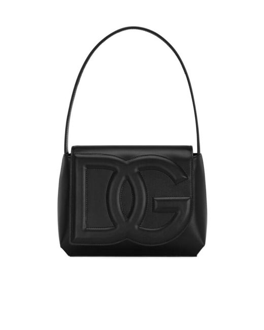 Dolce & Gabbana Black Dg Logo Embossed Shoulder Bag