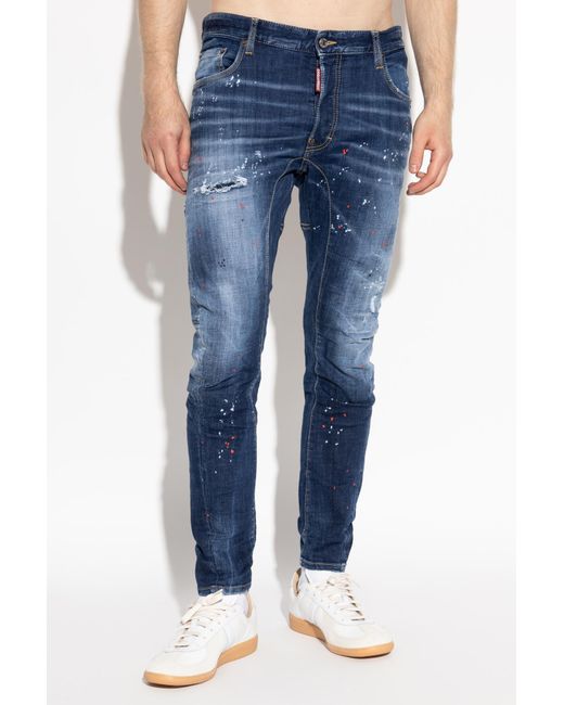 DSquared² Blue Distressed Biker Jeans for men
