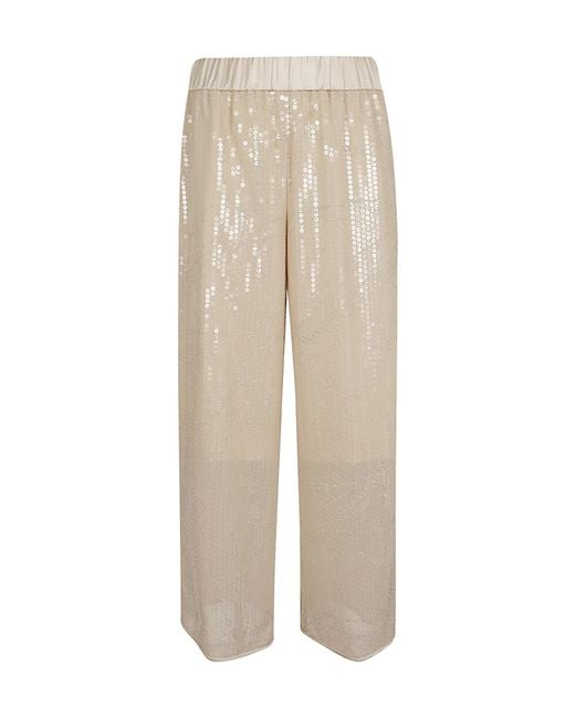 Peserico Natural Sequin-Embellished Trousers