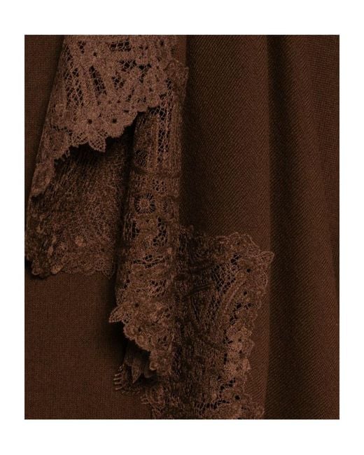 Ermanno Scervino Brown Lace-Trimmed Scarf