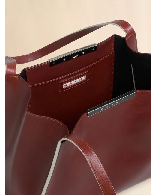 Marni Red Cresta E/W Small Tote Bag
