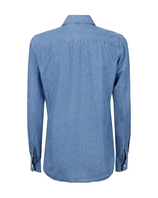 Aspesi Blue Long-Sleeved Denim Shirt