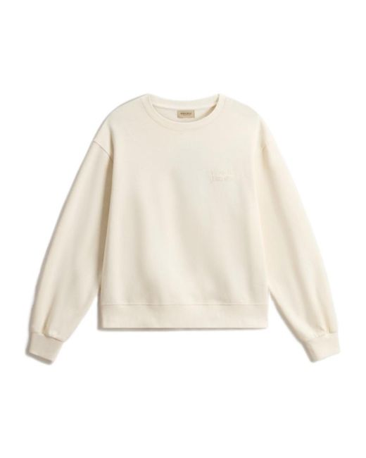 Woolrich Natural Logo-Embroidered Crew-Neck Sweatshirt