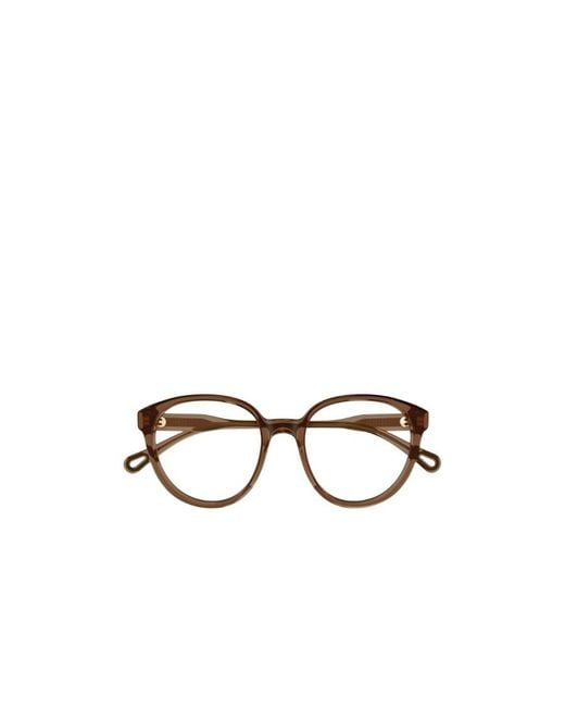 Chloé Metallic Chloé Eyewear Round Frame Glasses