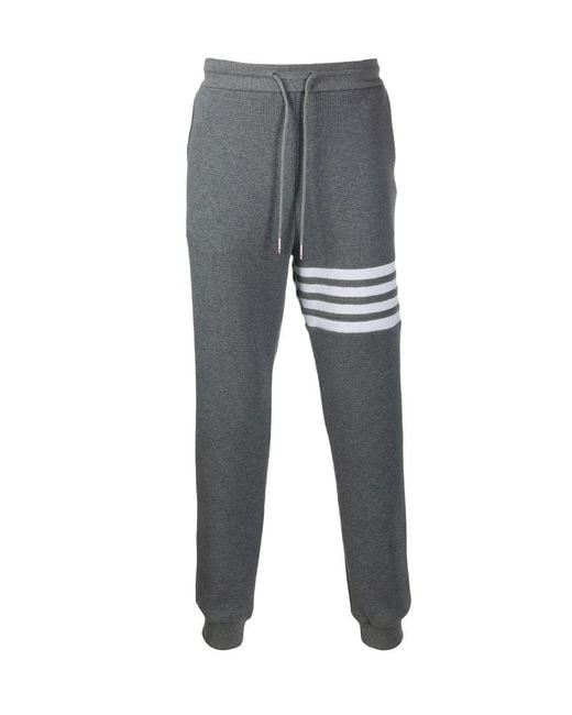 Thom Browne Gray 4-Bar Drawstring Jogger Pants for men