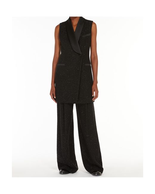 Max Mara Black Pianoforte Sequin Embellished Straight-Leg Pants