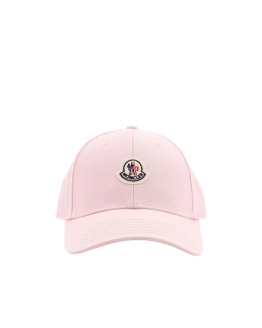 Moncler Pink Logo Patch Curved Peak Baseball Cap
