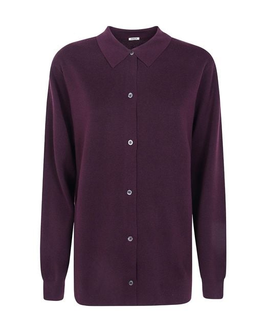 Aspesi Purple Single-Breasted Long-Sleeve Knit Top