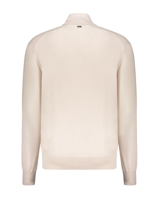 Herno White Ribbed Turtleneck Sweater for men