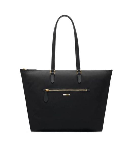 Burberry Logo Printed Zip Detailed Tote Bag in Black | Lyst