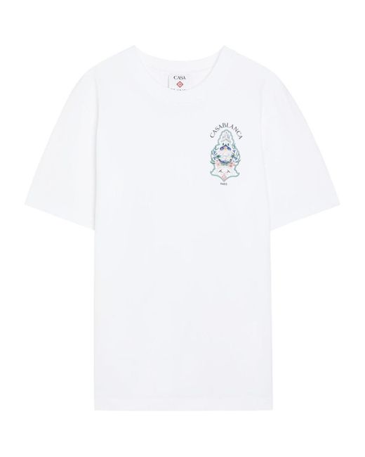 Casablanca White Cotton Printed T-Shirt for men