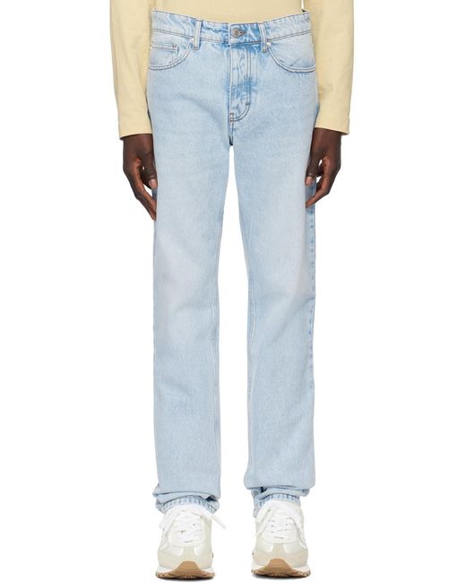 AMI Blue Mid Rise Straight Leg Jeans for men