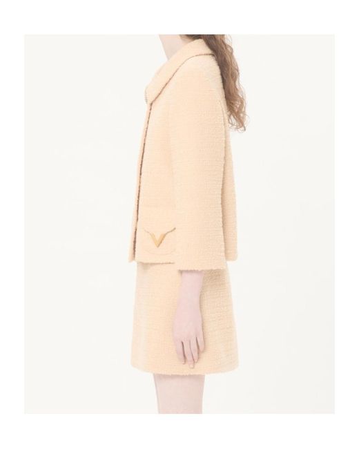 Valentino Natural Logo Plaque Button Embellished Jacket