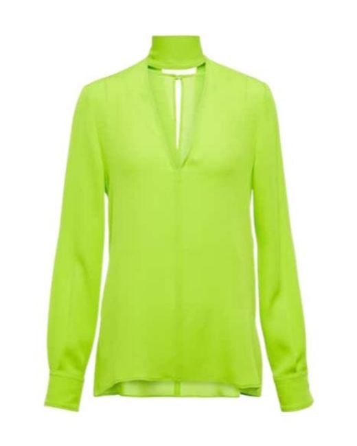 Valentino Green Cutout Silk Crêpe Blouse