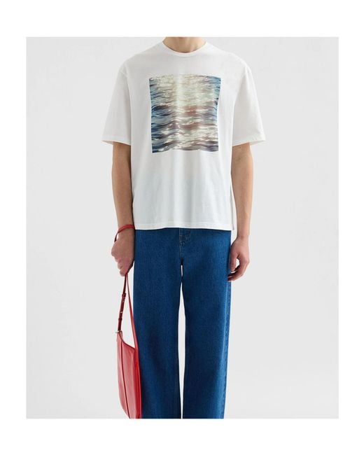 Jil Sander White Wanderlust Project Image Printed Crew-Neck T-Shirt for men