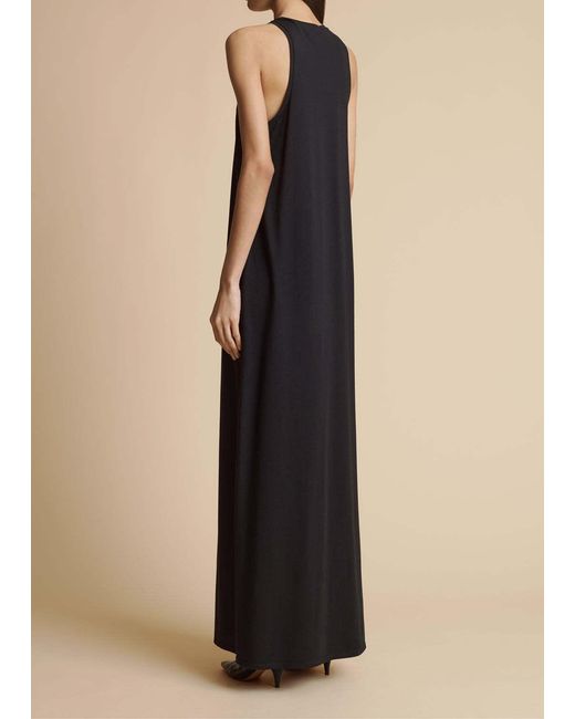 Khaite Black Vernetta V-Neck Sleeveless Maxi Dress