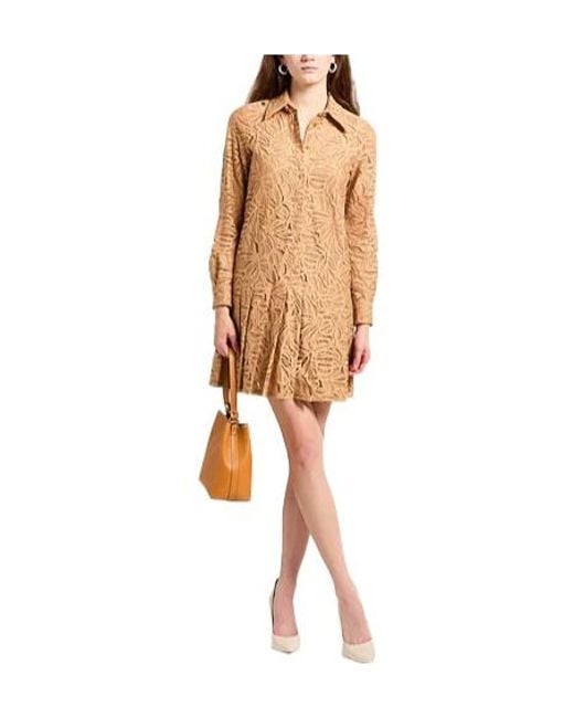 Max Mara Natural Solid Pleated Dress