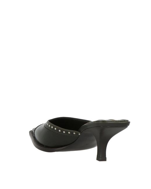 Burberry Black Studded Heel Leather Mule Slippers
