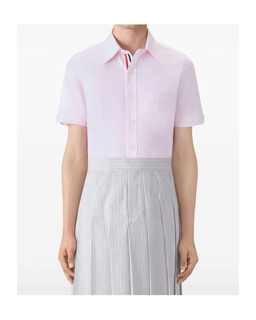 Thom Browne Purple Patch-Pocket Short-Sleeve Shirt for men