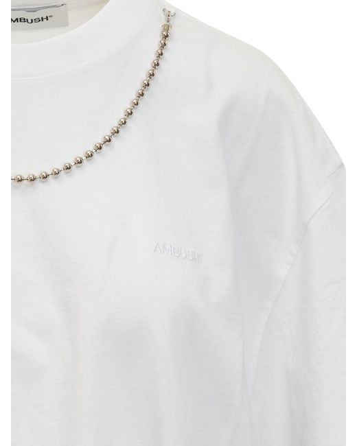 Ambush White Ballchain Embellished Crewneck T-Shirt