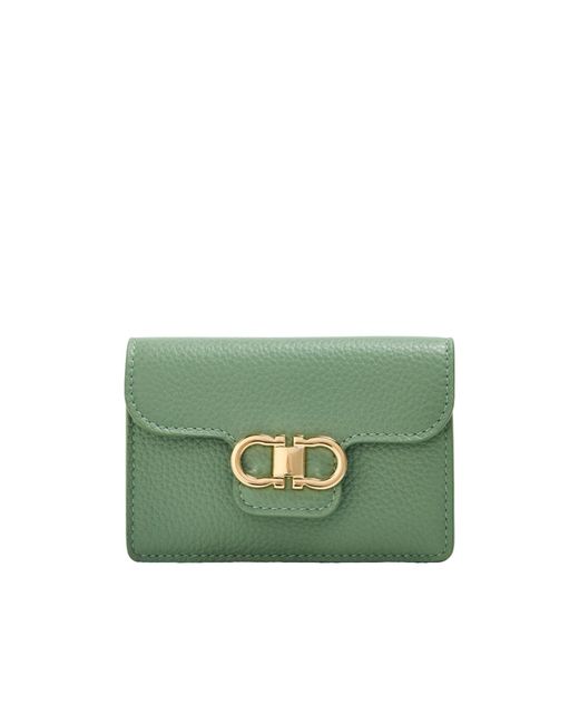 Ferragamo Green Snap-On Wallet