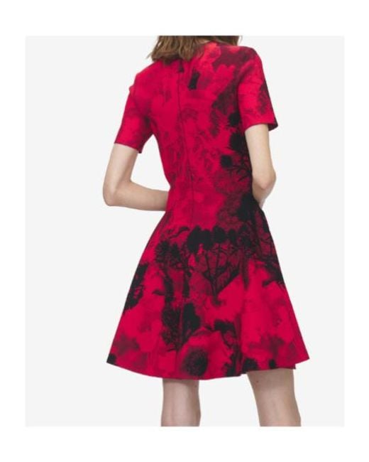 McQueen Crew-Neck Flared-Hem Mini Dress