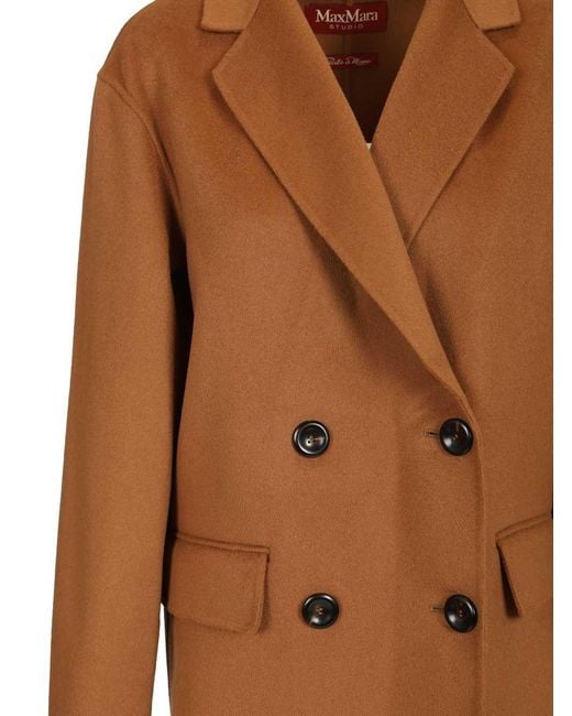 Max Mara Caban In Wool And Silk Coats Brown