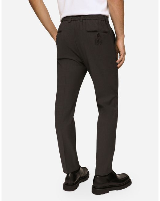 Dolce & Gabbana Black Dg Essentials Logo-Embroidered Trousers for men
