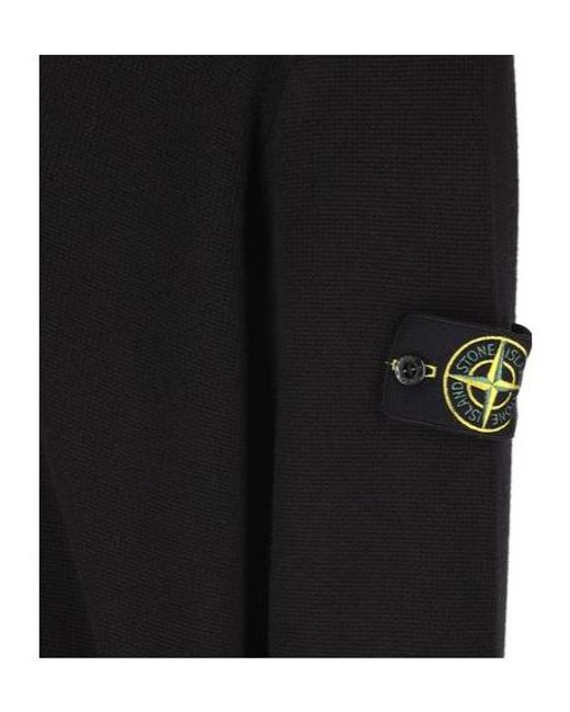 Stone Island Black Logo Patch Crewneck Jumper for men