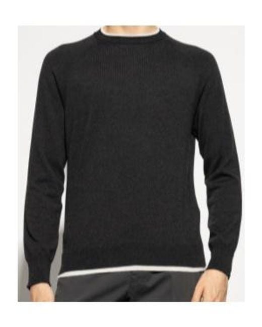 Eleventy Black Long Sleeved Ribbed-Knit Jumper for men