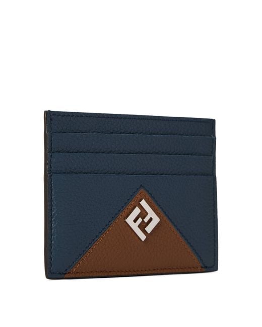 Fendi Blue Leather Card Holder for men