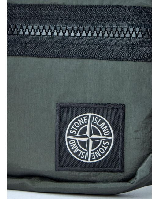 Stone Island Gray Logo Zip Belt Bag for men