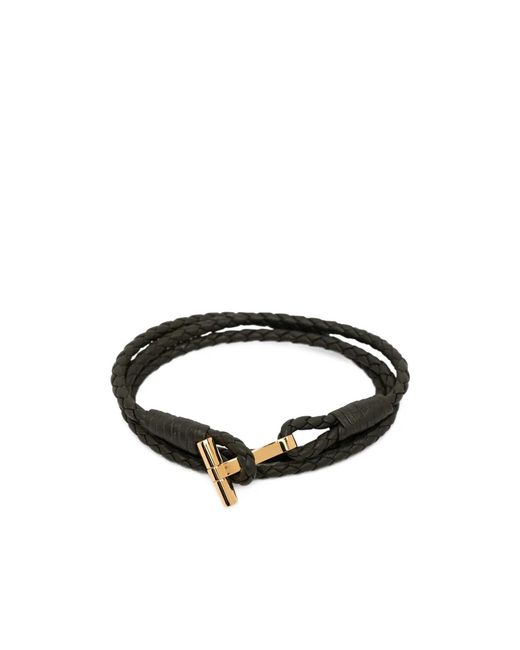 Tom Ford White Braided T-Bar Bracelet for men